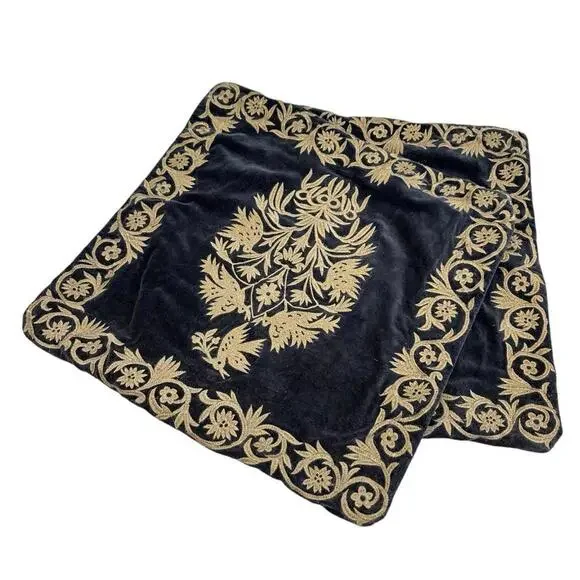 Pottery Barn Pillow Cases Blue Brown 19”x19” - Picture 1 of 6